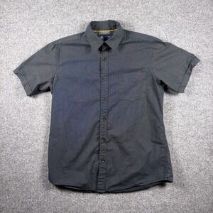 Rugby University Button Up Shirt Mens Large Polka Dot Navy Blue Short Sleeve